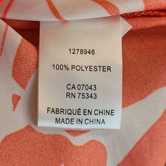 Joie Women's Orang & White Floral Print Button-Up Blouse Top Size L - Picture 6 of 10